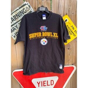 Vintage Y2K 40th Anniversary Super Bowl XL Pittsburgh Steelers black t-shirt M